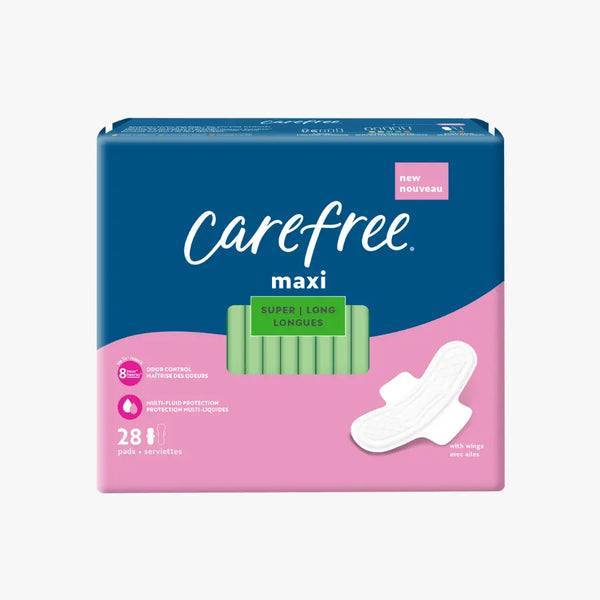 Carefree® Maxi Super/Long Pads, With Wings