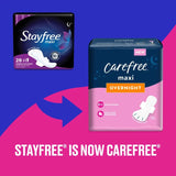 Stayfree Maxi Overnight Pads are now Carefree Maxi Overnight Pads