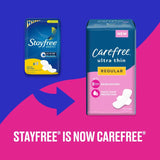 Stayfree Ultra Thin Regular Pads are now Carefree Ultra Thin Regular Pads