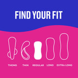 Carefree Panty Liners have multiple sizes to keep you comfortable and fit your period needs.