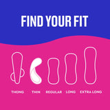 Carefree Panty Liners have multiple sizes to keep you comfortable and fit your period needs.