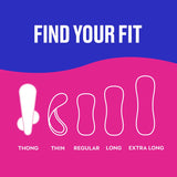 Carefree Panty Liners have multiple sizes to keep you comfortable and fit your period needs.