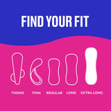 Carefree Panty Liners have multiple sizes to keep you comfortable and fit your period needs.
