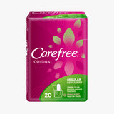 Front of Carefree Original Regular Fresh Scented Panty Liner 20 count pack.