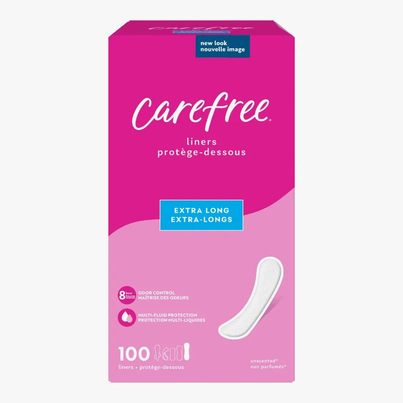 Carefree Panty Liners, Extra Long Liners, Unwrapped 100ct