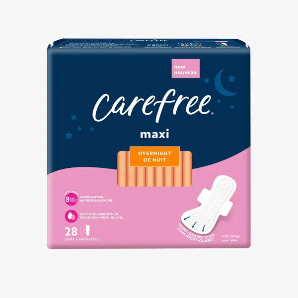 Carefree® Maxi Overnight Pads, With Wings