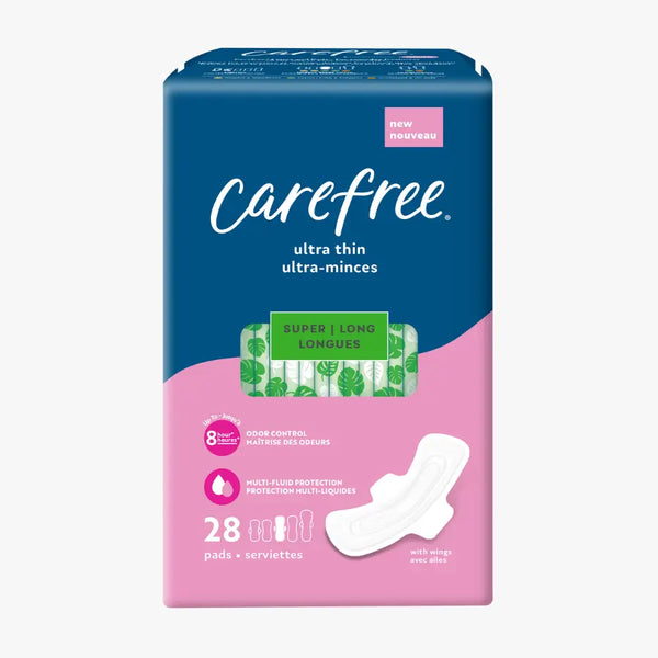 Carefree® Ultra Thin Super/Long Pads, With Wings