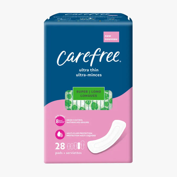 Carefree® Ultra Thin Super/Long Pads, Without Wings