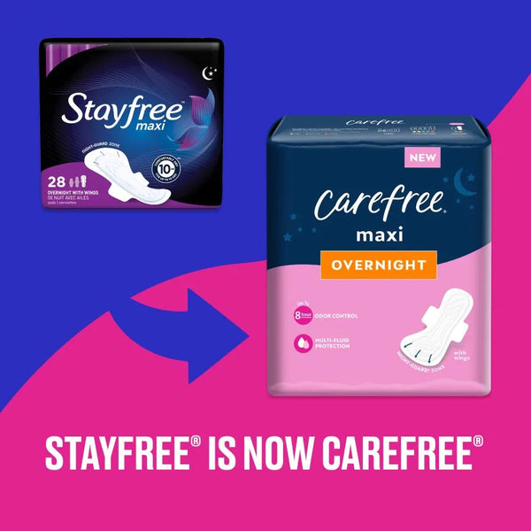 Stayfree® Maxi Overnight Pads, With Wings