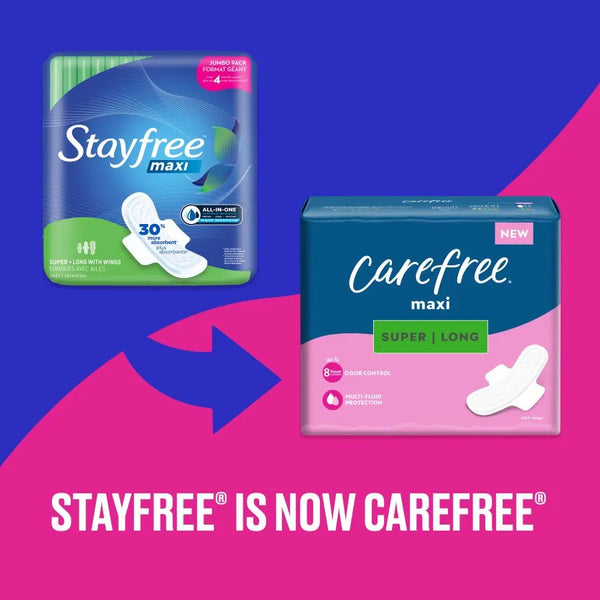 Stayfree® Maxi Super/Long Pads, With Wings