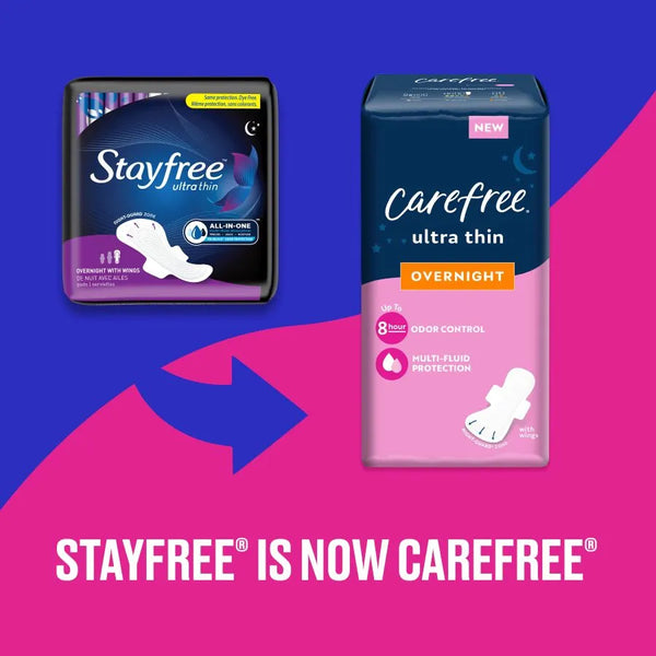 Stayfree® Ultra Thin Overnight Pads, With Wings