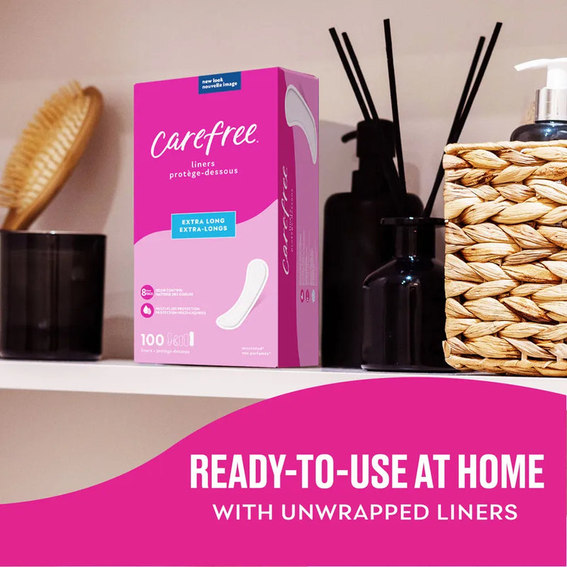 Carefree Panty Liners are perfect for at home or on the go.