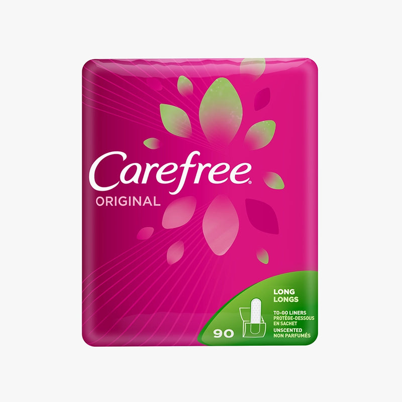 Carefree Panty Liners, Long Liners, Unwrapped, Unscented, 92ct  (Packaging May Vary) : Health & Household